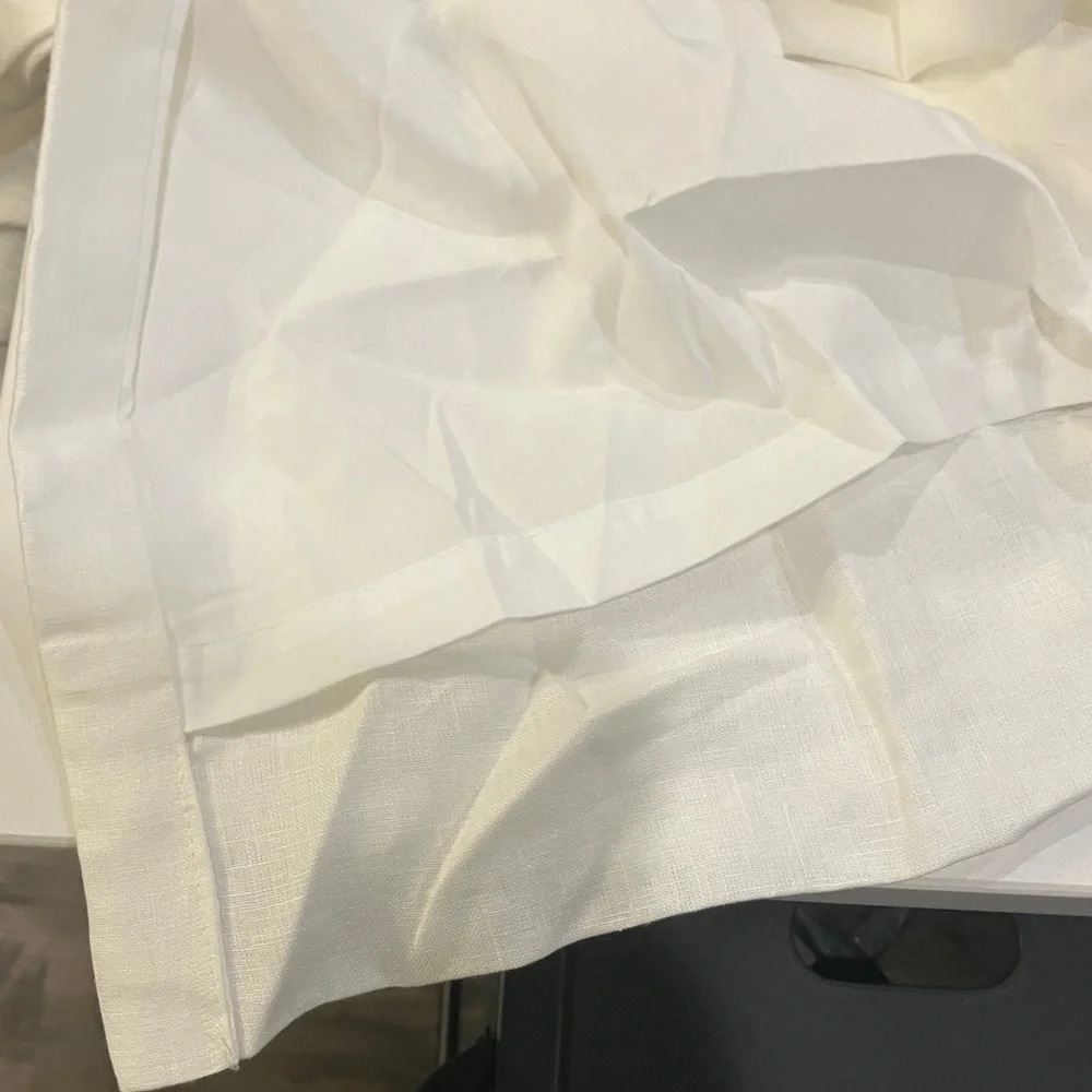 Quince 48” x 108” White European Linen Light Filtering Curtain Panel